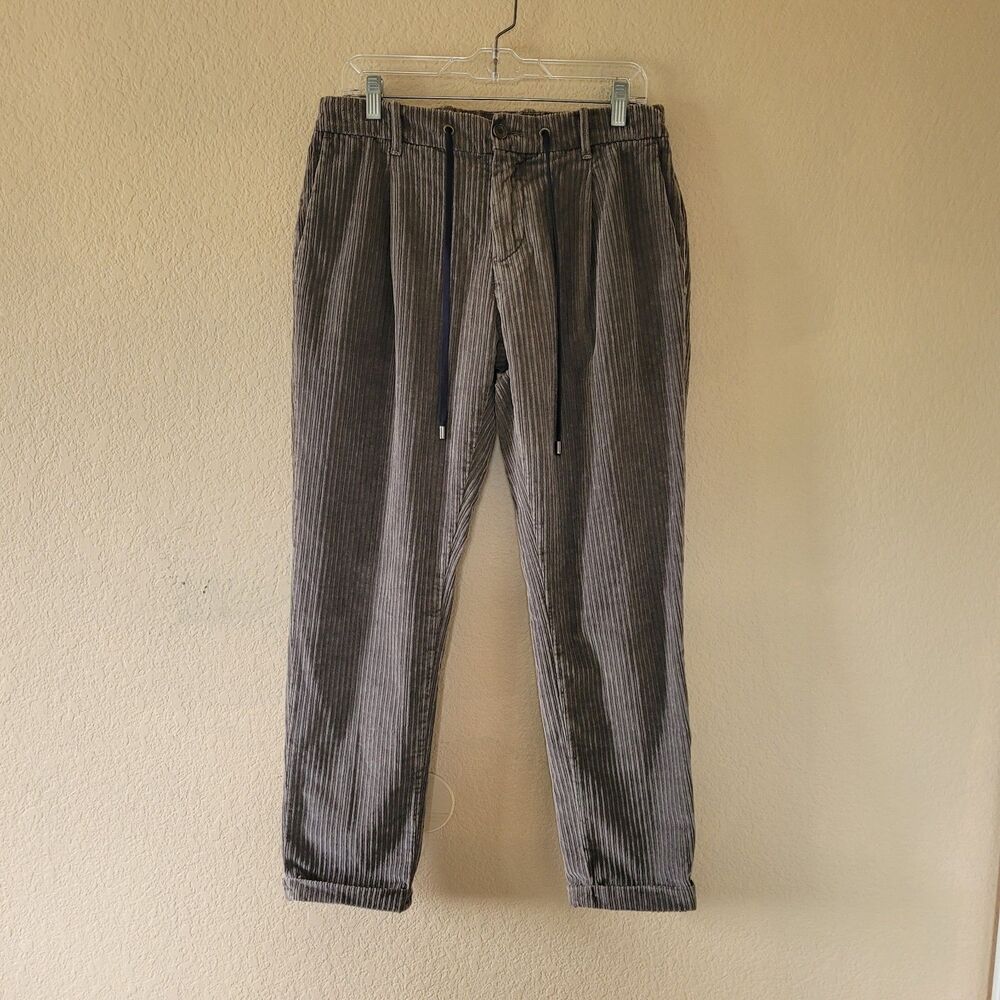 Handpicked Mens Corduroy Chino Pants Size 33 Gray Drawstring Elastic Waist